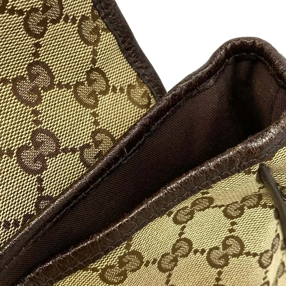 Gucci GG/Shelly Shoulder Bag 233052 Beige Dark Brown Jacquard Leather - Picture 13 of 15